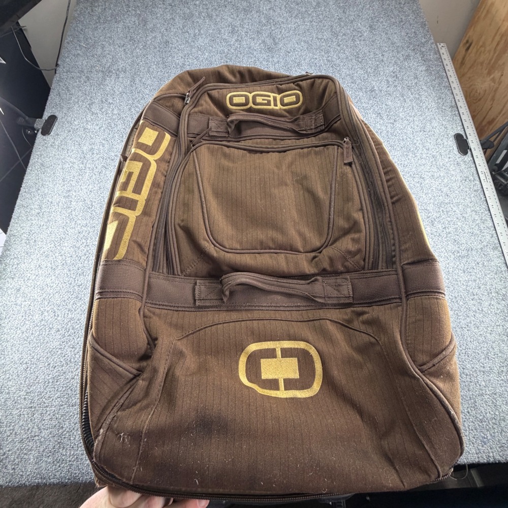 OGIO 2 Piece Rolling Luggage Set Brown Pinstripe Terminal Layover Suitcases